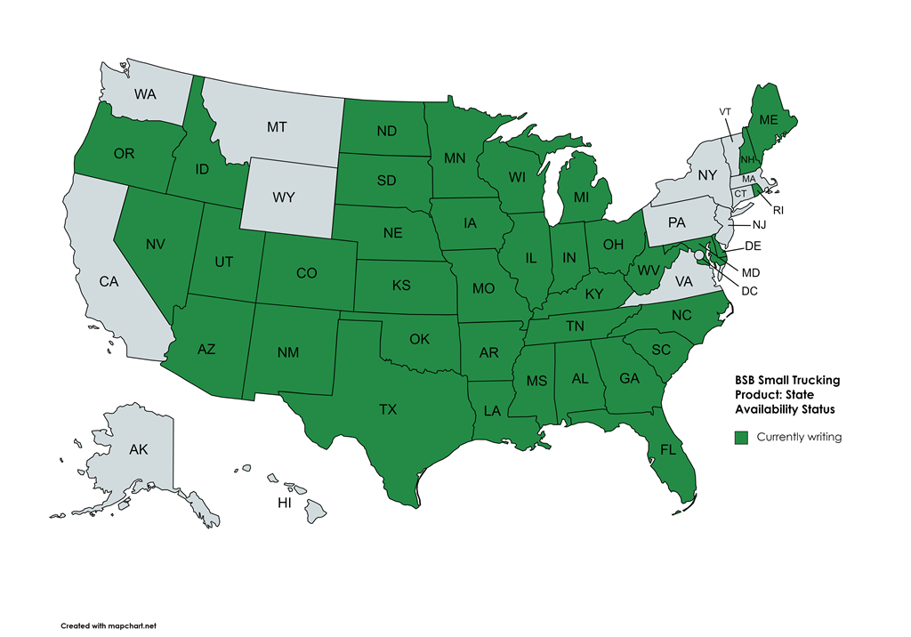 Berkley Small Business Small Trucking Product State Availability Status
